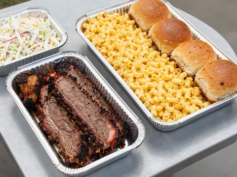 Barbecue catering in foil trays