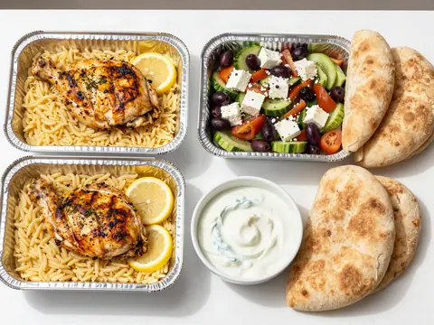 Mediterranean catering in foil trays