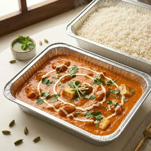 Illustration of Paneer Butter Masala + Rice