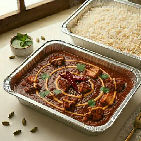 Illustration of Paneer Vindaloo + Rice