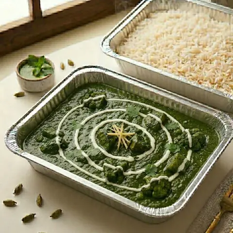 Illustration of Saag Chicken + Rice