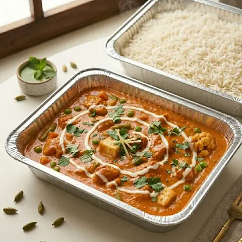 Illustration of Veg Butter Curry + Rice