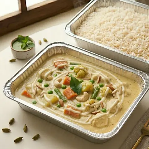 Illustration of Veg Korma + Rice