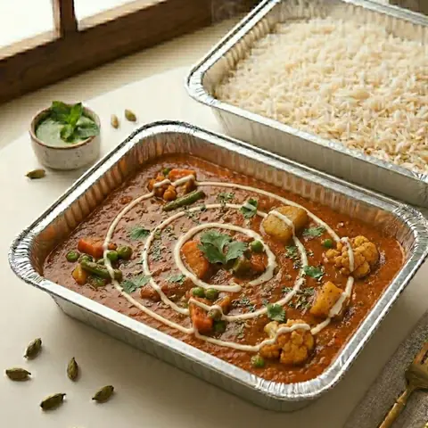 Illustration of Veg Tikka Masala + Rice